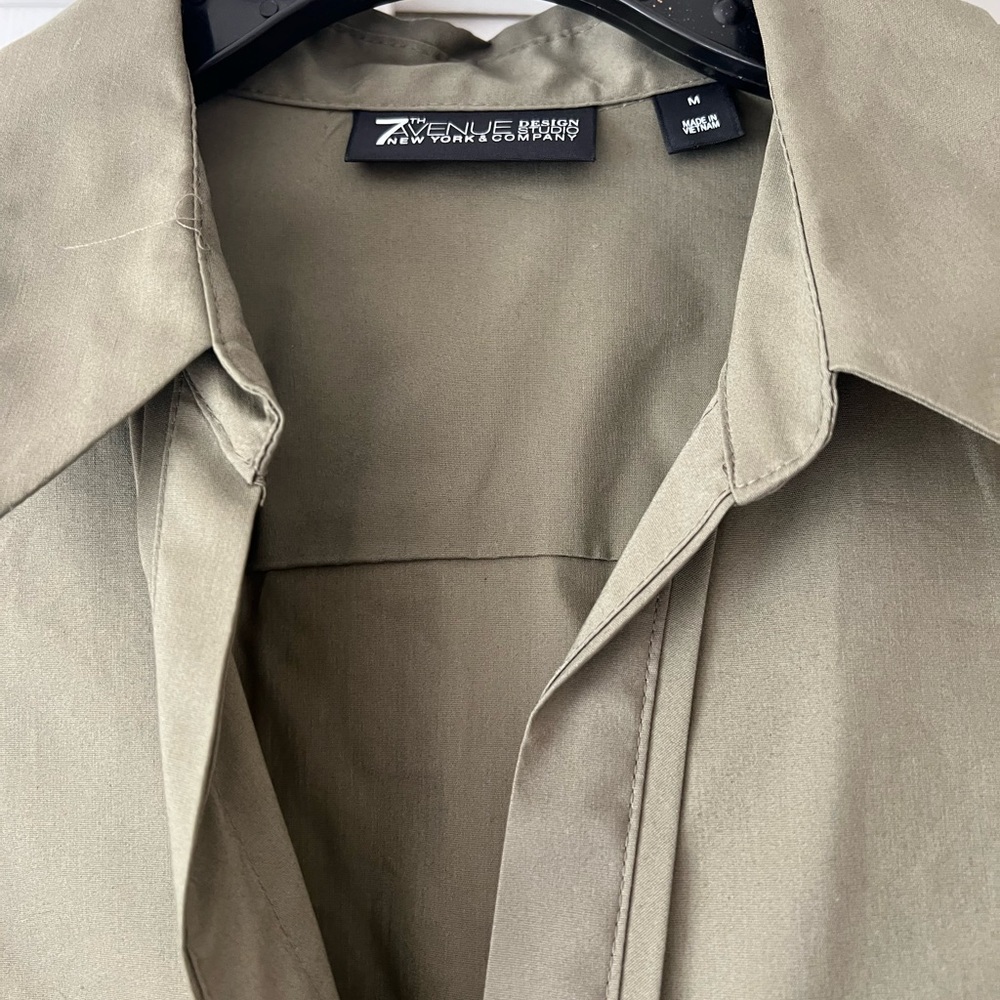 New York & Company olive green button down - Picture 2 of 3